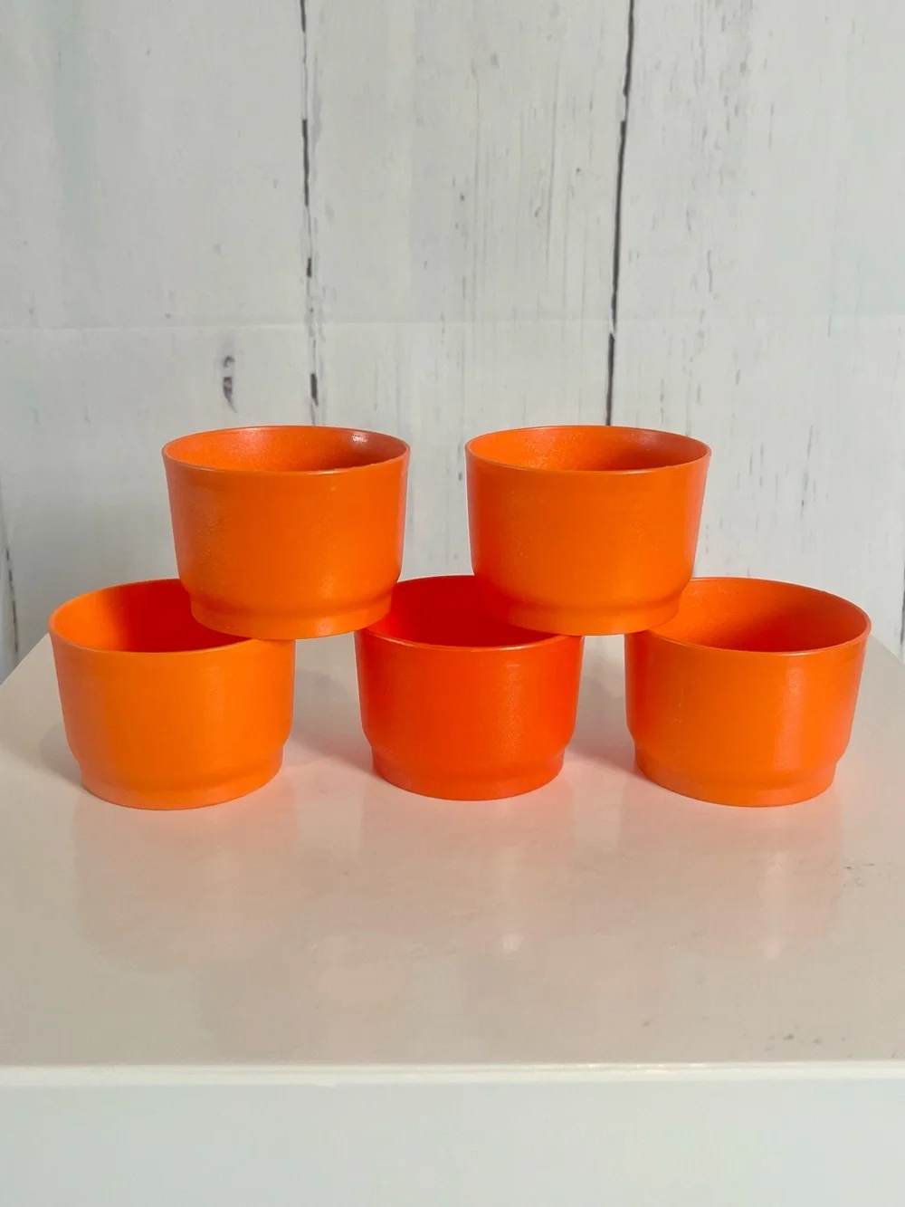 Vintage Tupperware 1229 Orange Snack Cups 4oz - Lot of 5 Replacement Bowls